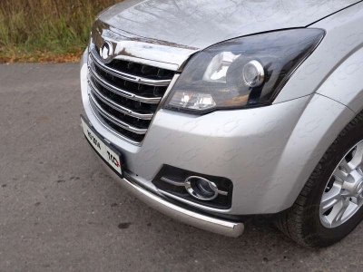 Защита передняя овальная 75-42 мм ТСС для Great Wall Hover H3 New 2014-2015