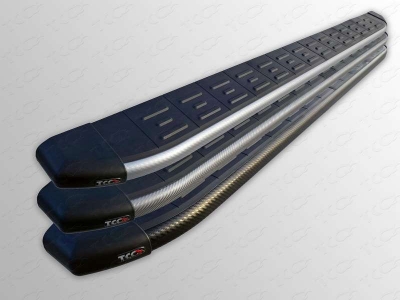 Пороги алюминиевые ТСС с накладкой для Subaru Forester SJ 2013-2016