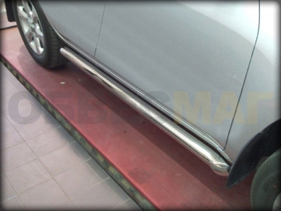 Пороги труба 76 мм с загибом Технотек для Toyota RAV-4 2006-2009