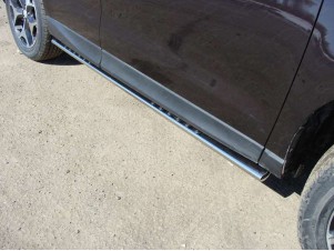 Пороги труба овальная с проступью 75х42 мм для Subaru Forester № SUBFOR16-09